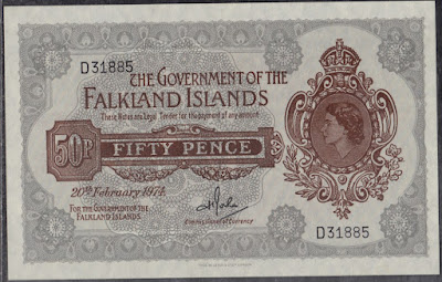 Isole Falkland( Malvine) 50 Pence 1974 P-10b