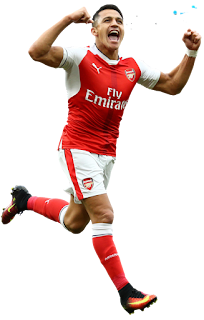 Foto Alexis Sanchez dengan kostum klub Arsenal