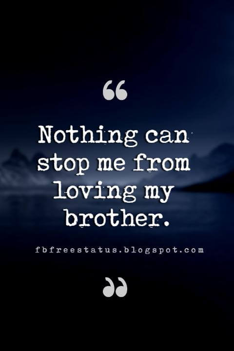 quotes for brother, Nothing can stop me from loving my brother.