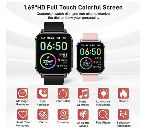 Rinsmola P32E Fitness Tracker 1.69 Touch Screen Smartwatch