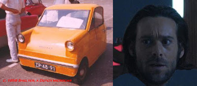 image of a 3 wheeled car and actor James Callis