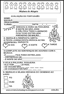 Avaliação de português,festa junina