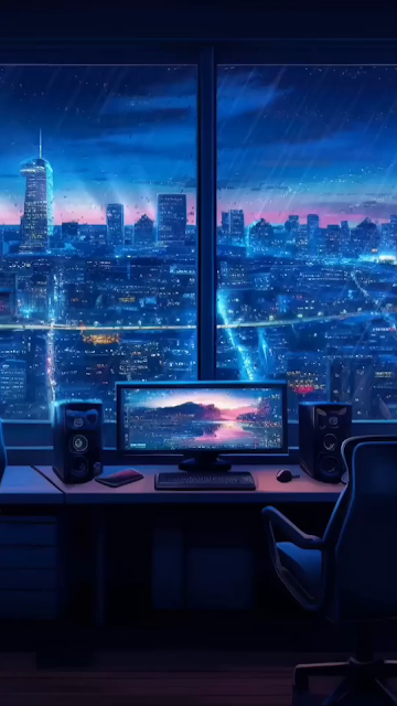 City view with rain live wallpaper