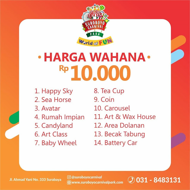 Harga Tiket Masuk Wahana Rp 10.000 Suroboyo Carnival Park