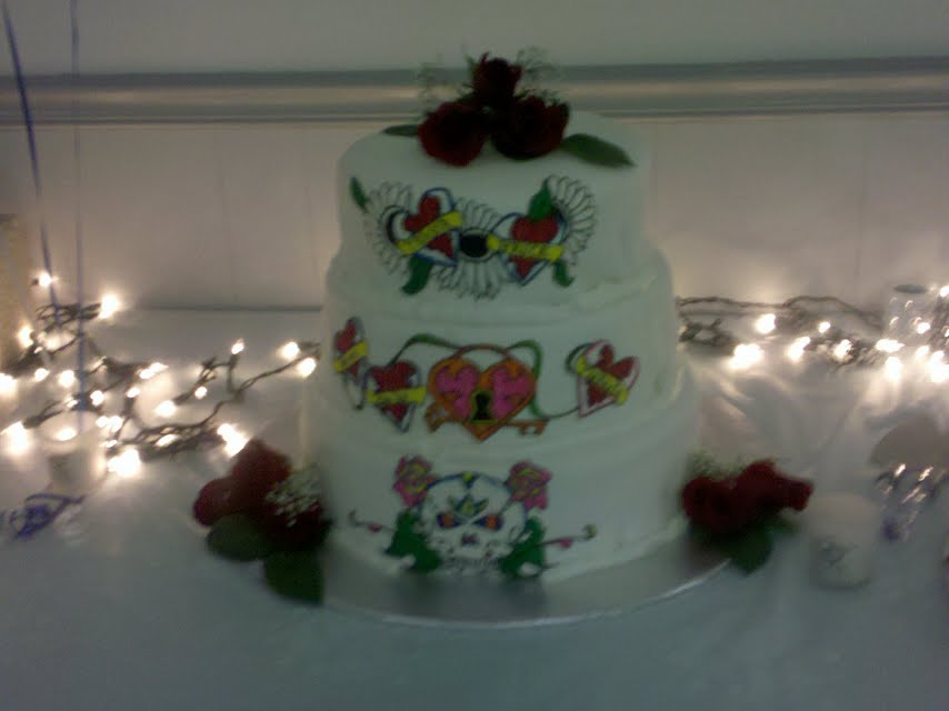 The cake was tattoothemed very Ed Hardy