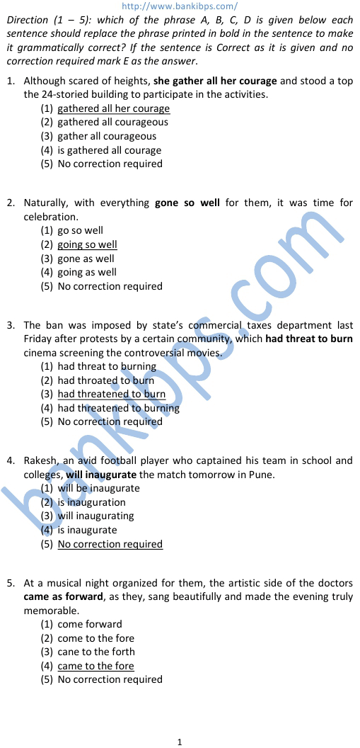 ibps english question