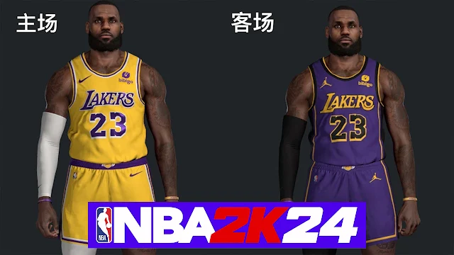 NBA 2K24 Realistic Los Angeles Lakers Home & Away Jerseys