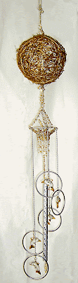 Wind Chimes & Golden Ball Joined with Beading by Sylvia Kay