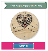 Anneye Özel Kalpli Ahşap Duvar Saati‏