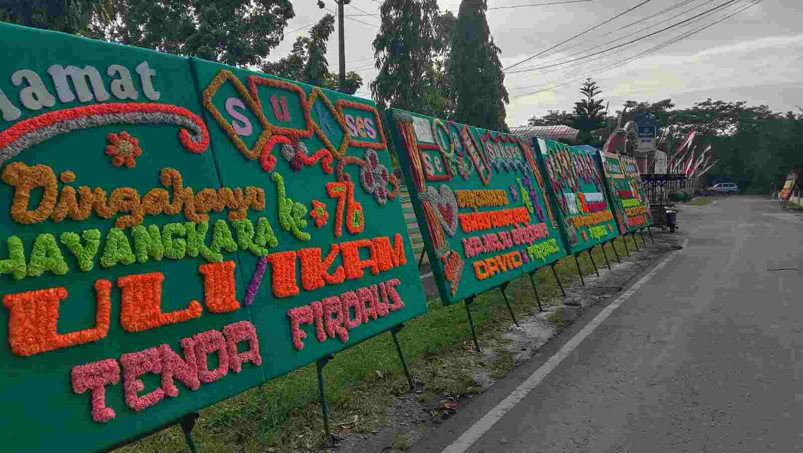 Hut Bhayangkara Ke 76, Polres Sergai Dibanjiri Ucapan Karangan Papan Bunga