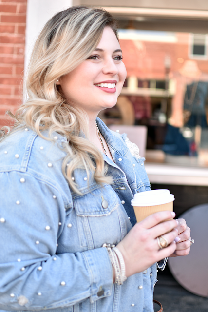 free people pearl jacket sunday funday jcrew leggings thermal tee victoria emerson jewelry wrap bracelet leather and beads necklace long splenddi booties goyard st louis gm purse curled baylayage hair natural makeup 