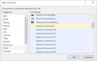 Atmel Studio 7 - Add Command dialog