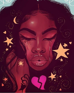 Star filled girl crying. Drawn aesthetic, heart broken black girl. Uploaded by Elsa Gore