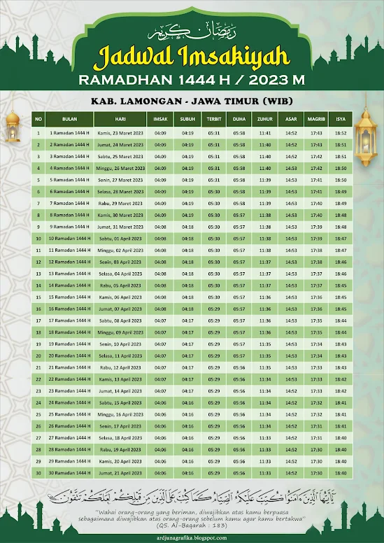 jadwal imsakiyah ramadhan lamongan 2023