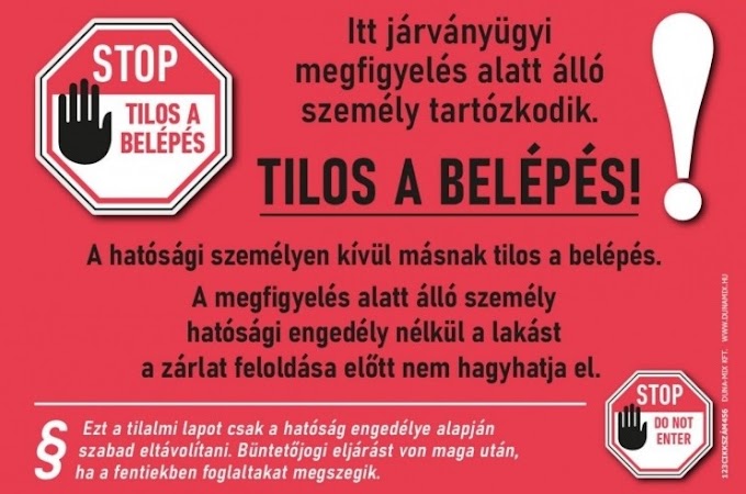2020. 03. 18: ORFK: Lakhelyen történő járványügyi megfigyelés idejére vonatkozó szabályok