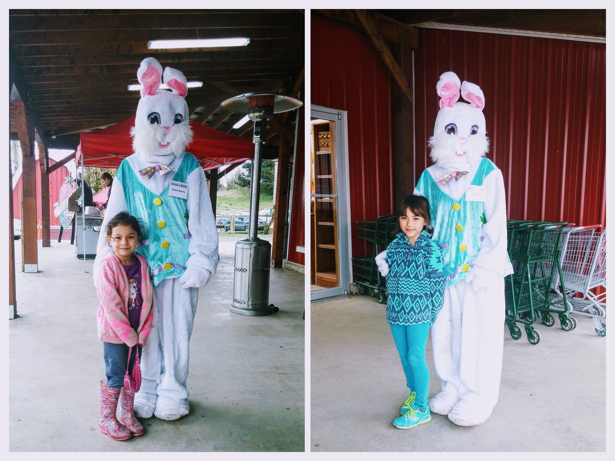 They were both so happy because they were able to take a picture with the lady bunny.