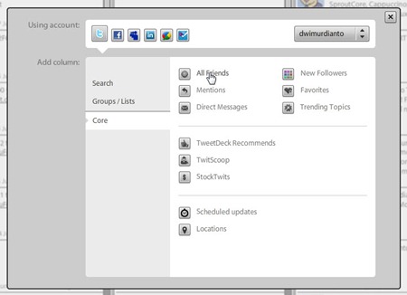 Membuat kolom baru di TweetDeck