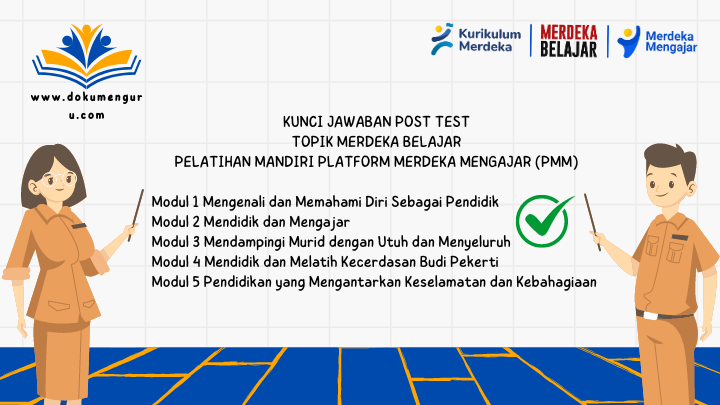 [www.dokumenguru.com] Kunci Jawaban Post Test Modul 1, 2, 3, 4, dan 5 Topik Merdeka Belajar Pelatihan Mandiri PMM