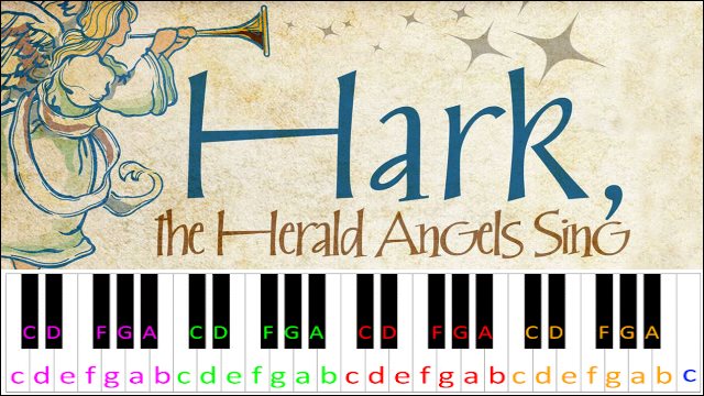 Hark! The Herald Angels by Charles Wesley Piano / Keyboard Easy Letter Notes for Beginners