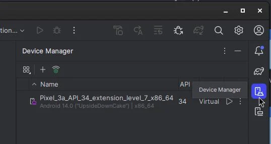 Virtual Device Manager in android studio in kali