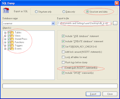 Backup MySQL, SQL Yog, Bulk Insert