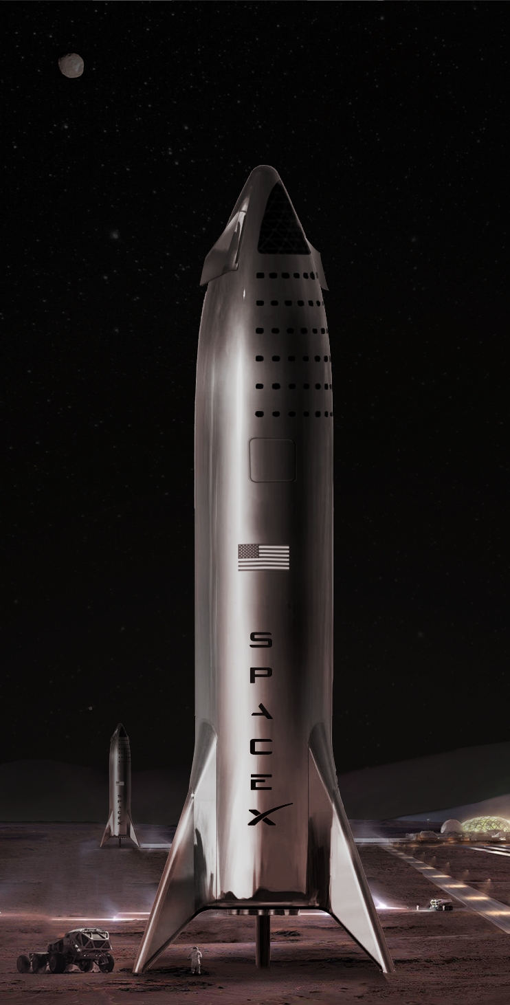 SpaceX stainless steel Starships on Mars by Reddit user roow110