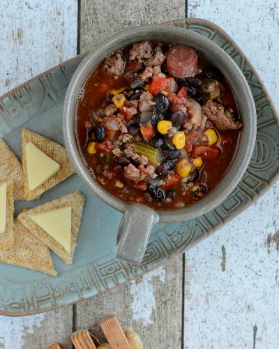 Hamburger Soup, more comfort food ♥ KitchenParade.com, a hearty meat and vegetable soup, laced with noodles. Weight Watchers Friendly. High Protein. Great for Meal Prep & Feeding a Crowd.