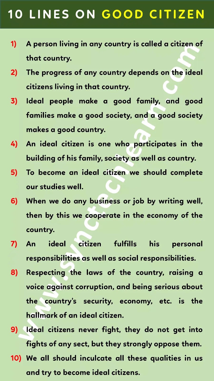 10 lines on good citizen in english