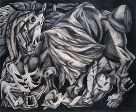 Clive Hicks Jenkins: Stumbles and Cannot Rise from Mari Lwyd series (National Museum Wales)