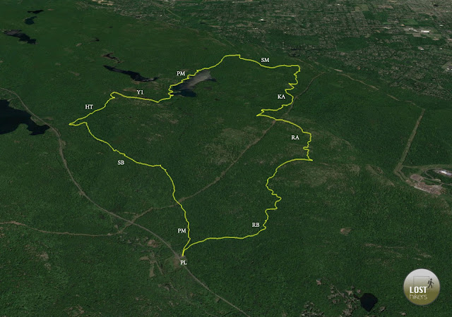Vista satelital de la ruta en Harriman State Park: Stony - Reeves - Pine