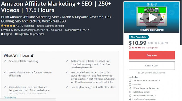 [10,99$] Amazon Affiliate Marketing + SEO | 250+ Videos | 17.5 Hours