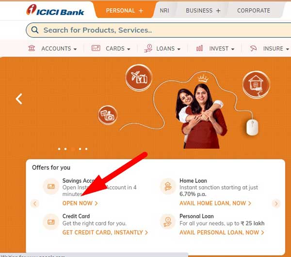 icici account opening