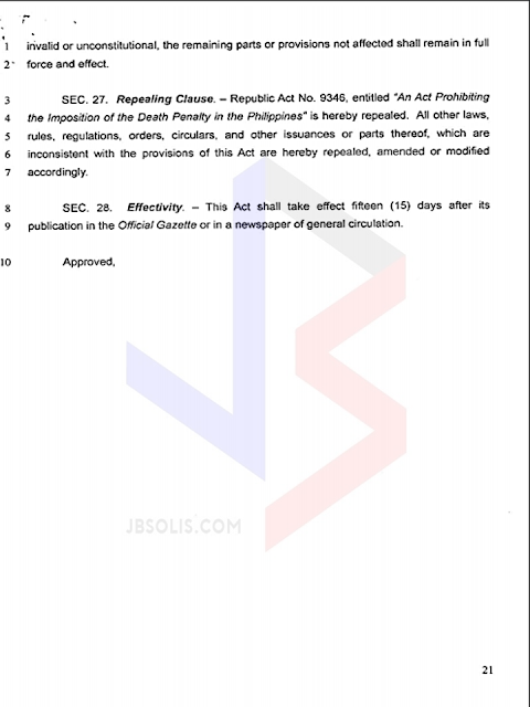  The Death Penalty bill otherwise known as the House Bill 01 has been approved in the House of Representative  and is only awaiting for the decision of the plenary to be implemented. What are the provisions of the Death Penalty Bill and what crimes can get you executed?   House Bill 01 is consist of 23 pages that contains full texts of the entire bill duly approved by the majority of Congressmen of the 17th Congress of the House of Representatives with vote of 12 in favor, 6 against and 1 who abstained to vote.                                    All the images are from the official website of the House of Representatives.                               What are the crimes punishable by death according to the Death Penalty Bill?    ©2016 THOUGHTSKOTO