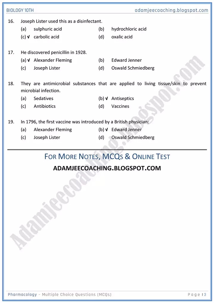 pharmacology-mcqs-biology-10th