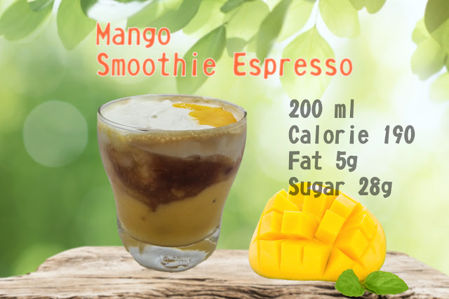 Add some espresso in a mango smoothie. Creamy sweet.