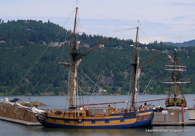 The Lady Washington and Hawaiian Chieftain at the dock in Hood River