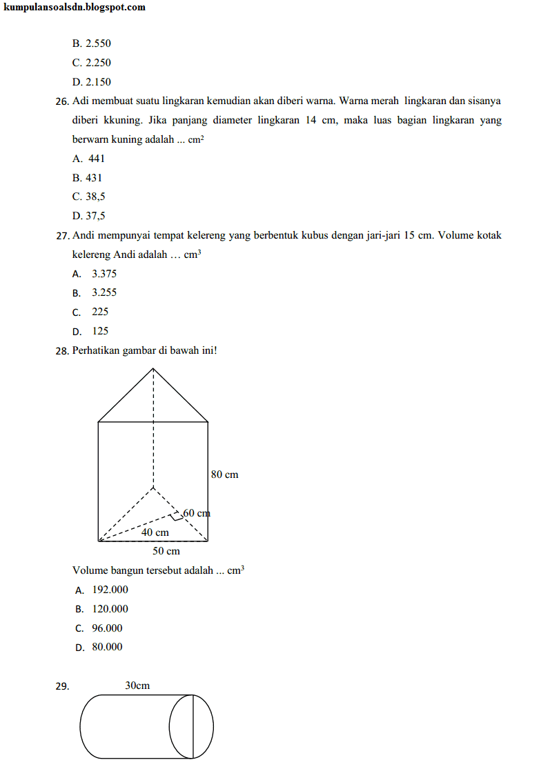 Kisi SoalYang saya Susun Untuk Pengunjung   Prediksi US dan Kunci Matematika Kelas 6 SD Paket 2 UAS II TA 2013/2014 Kumpulan Soal SD