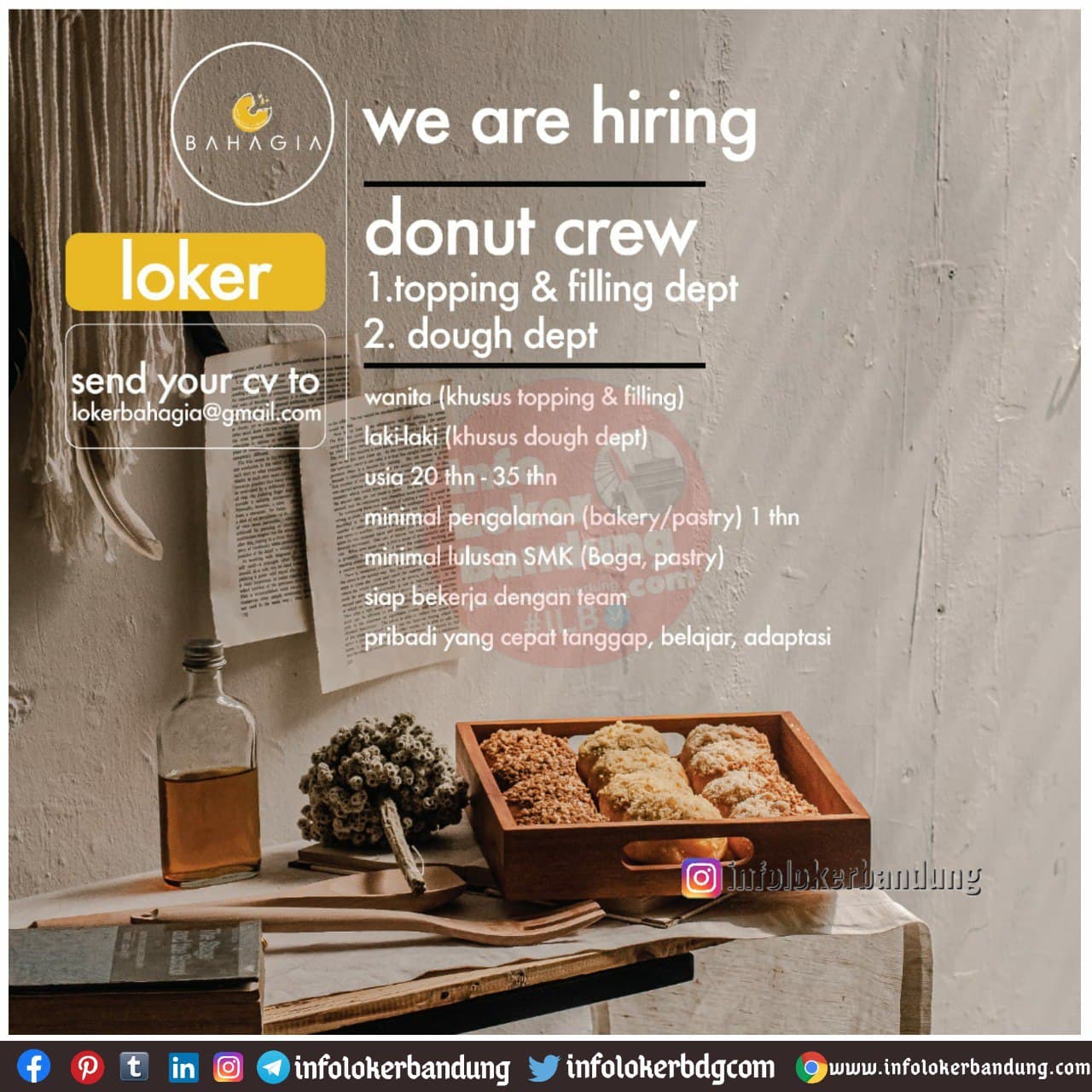 Lowongan Kerja Donut Crew Donat Bahagia Bandung Januari 2021