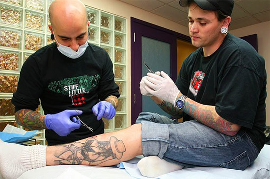 This uncommon tattoo is a idea of eccentric man from Pacific Beach in San