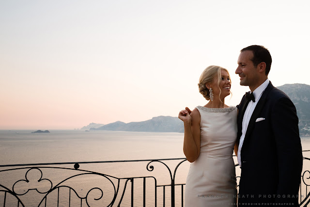 Bride and groom at sunset