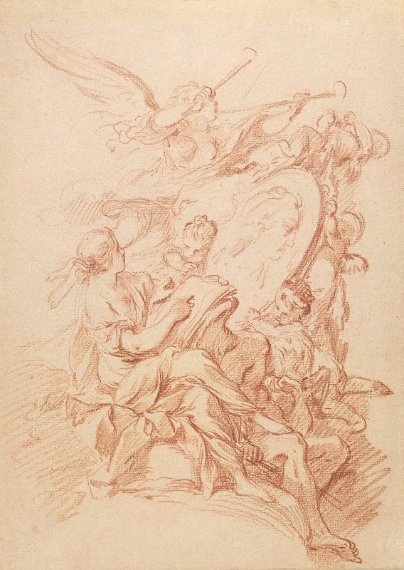 Dessus-de-porte: History by Francois Boucher - Mythology Drawings from Hermitage Museum