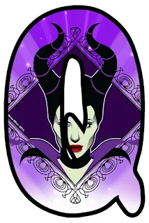 Abecedario Morado con la Cara de Maléfica.