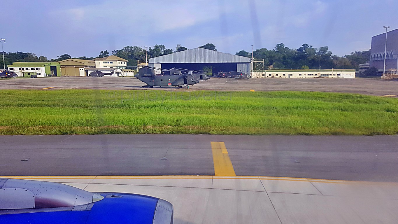 view of hangar facilities used by Singapore Military at Brunei International Airport in bandar seri begawan