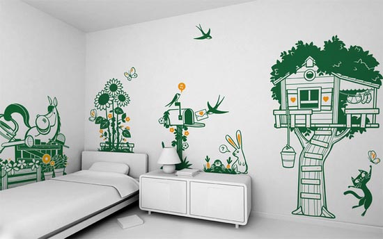 Hiasan dinding kamar anak dengan sticker : Desain Rumah 