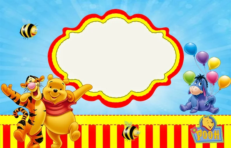 Para hacer invitaciones, tarjetas, marcos de fotos o etiquetas, de Winnie the Pooh  para imprimir gratis.