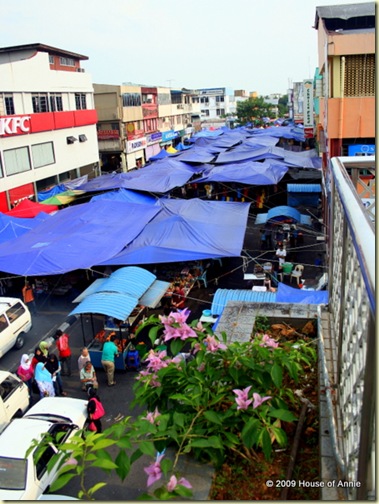 Satok Market from the footbridge