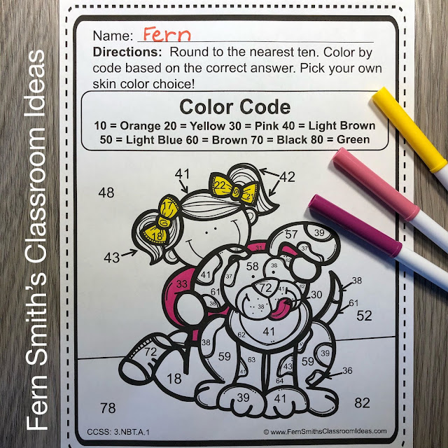 Click Here to Download This 3rd Grade Math Round to the Nearest Ten or Hundred Center Games, Color By Number, and Task Cards Bundle for Your Classroom Today!