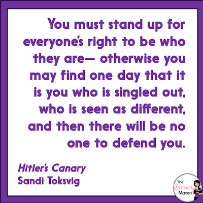 Hitler's Canary is based on a true story and describes one family's efforts to help with the resistance in Denmark. The novel was filled with colorful characters who illustrate a range of responses to WWII and the treatment of the Jews by Nazi Germany. Read on for more of my review and ideas for classroom application.