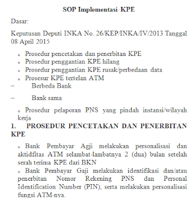 Cara mendapatkan Kartu PNS Elektrik - SOP Implementasi KPE