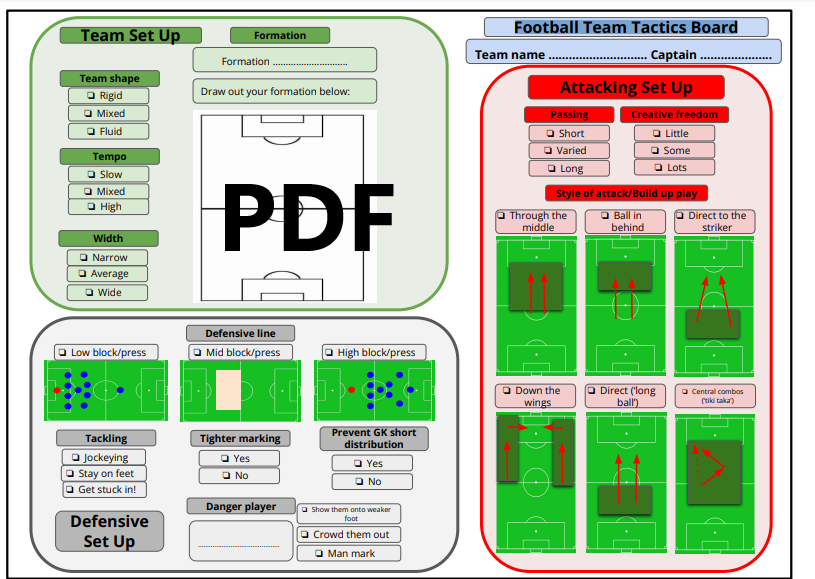Football Team Tactics Board PDF